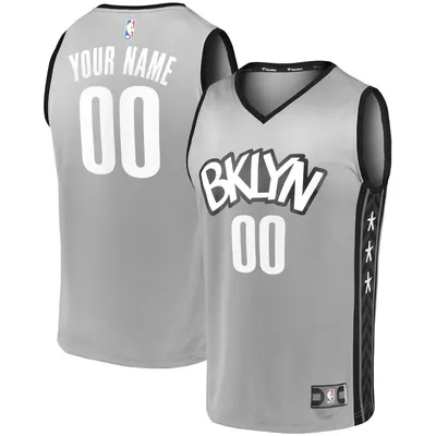 Brooklyn Nets Grey Custom Swingman Jersey - Statement Edition