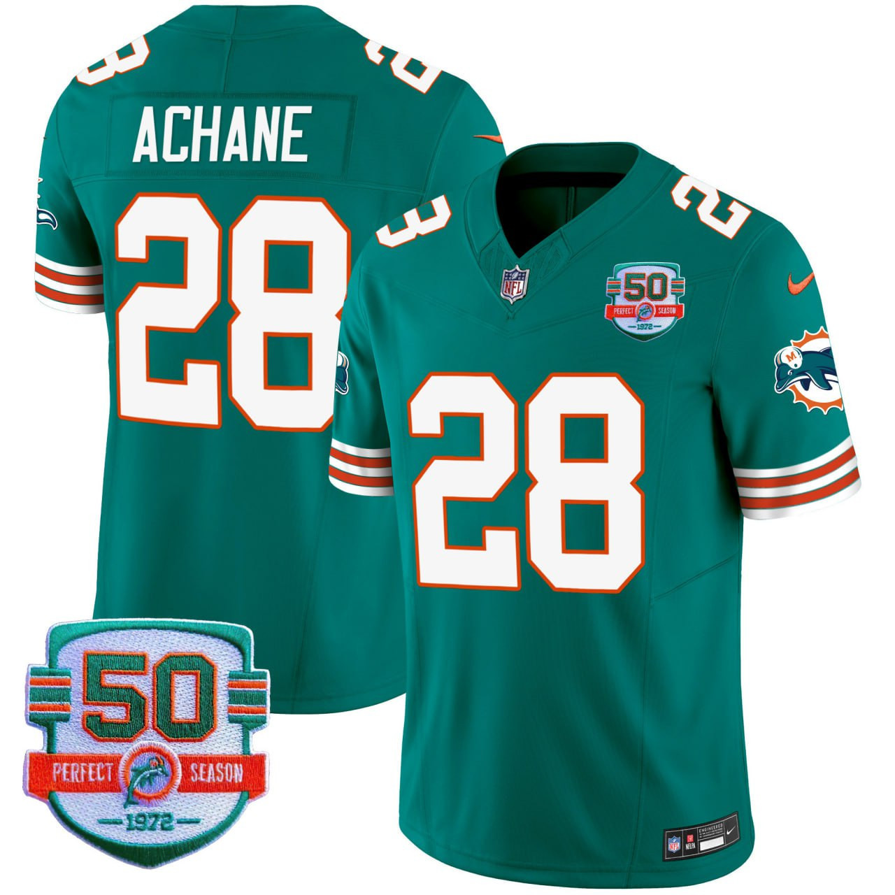 DeVon Achane 28 Dolphins Throwback Limited Jersey