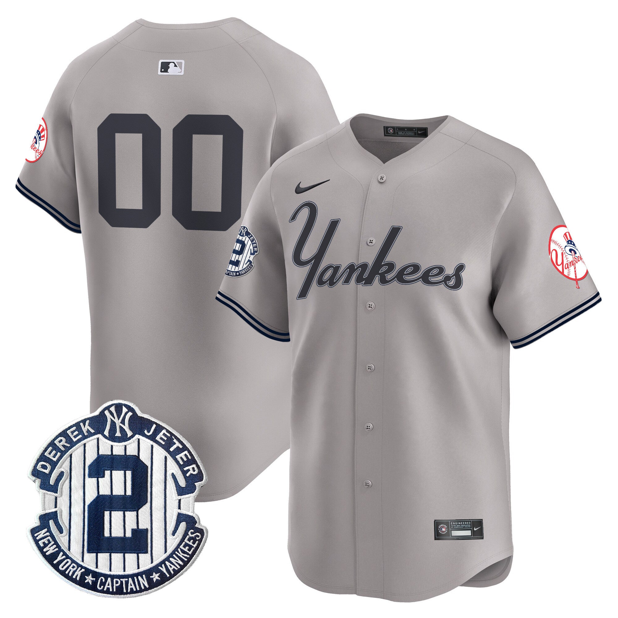 Yankees Throwback Limited Custom Jersey Stitched - Gray